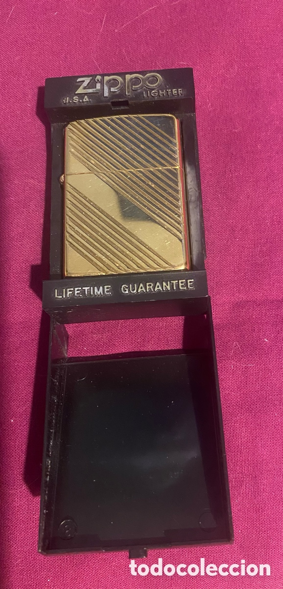 Vintage: Mechero Zippo Original USA Dorado - Dise&ntilde;o Diagonal Vintage