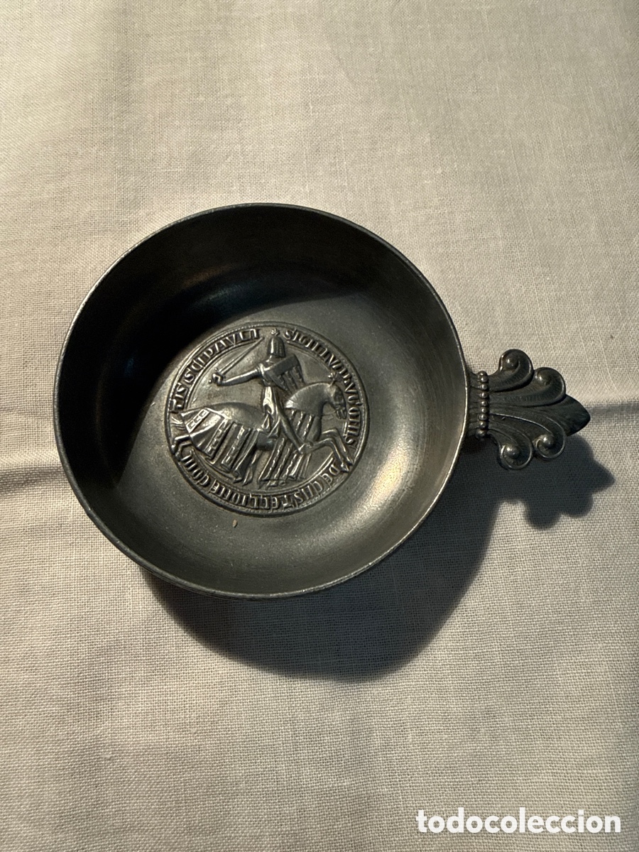 Vintage: Copa de cata de vino &ldquo;Tastevin&rdquo;, en peltre