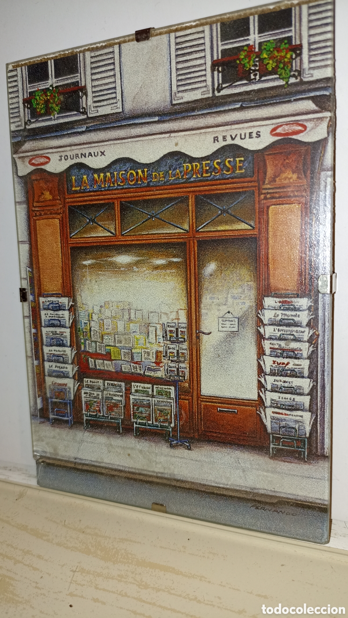 Vintage: Cuadro mini cristal 20x15cm - Ilustraci&oacute;n tienda Par&iacute;s &rdquo;La Maison de la Presse&rdquo;