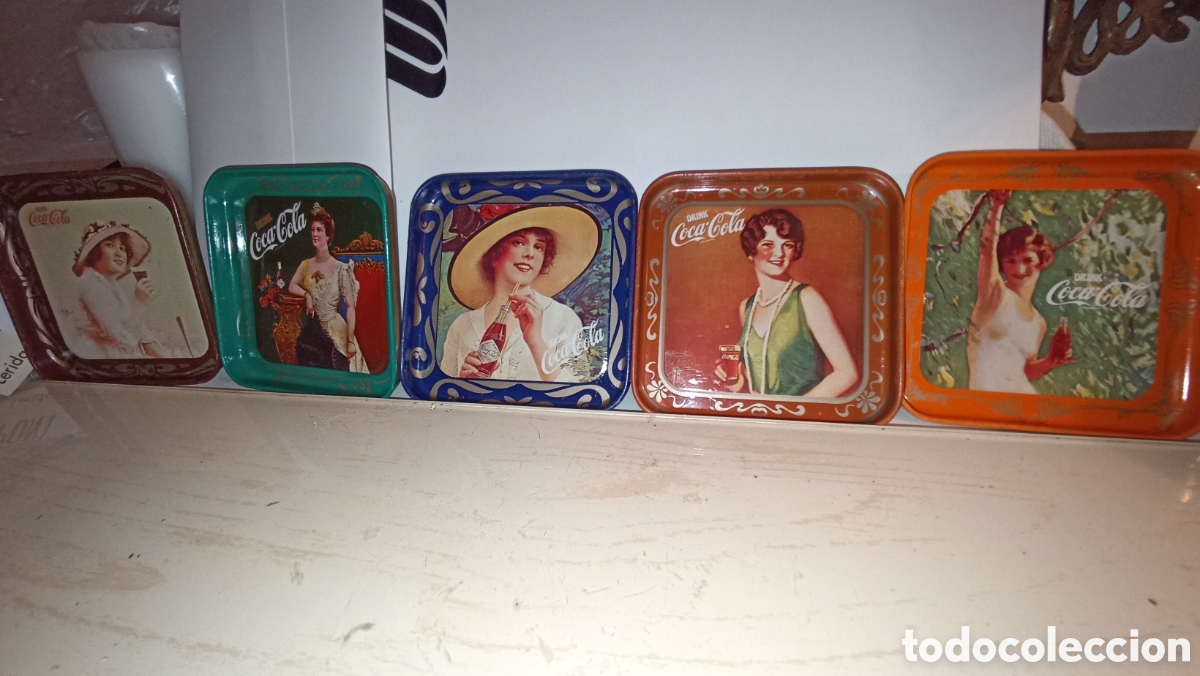 Vintage: Lote 5 Posavasos / Minibandejas Coca-Cola Vintage (Tacorisa Madrid) - Licencia Oficial