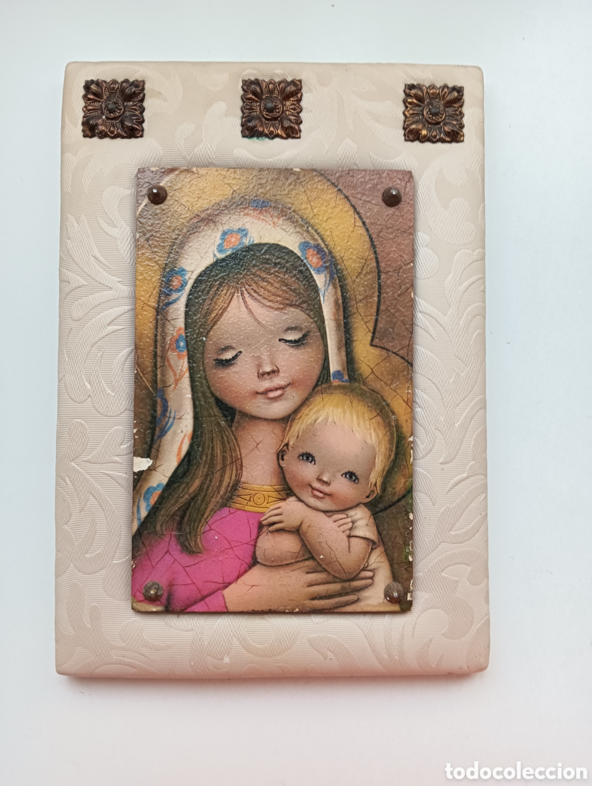 Vintage: Cuadro antiguo Virgen con ni&ntilde;o. Vintage