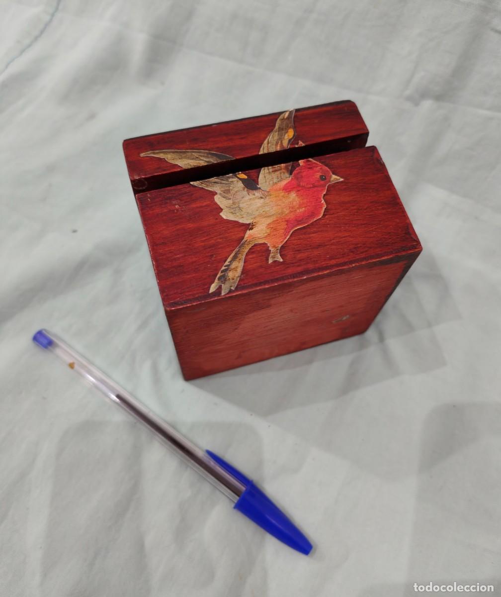 Vintage: Peque&ntilde;a caja de madera madera decorada con pajaros. - Foto 3