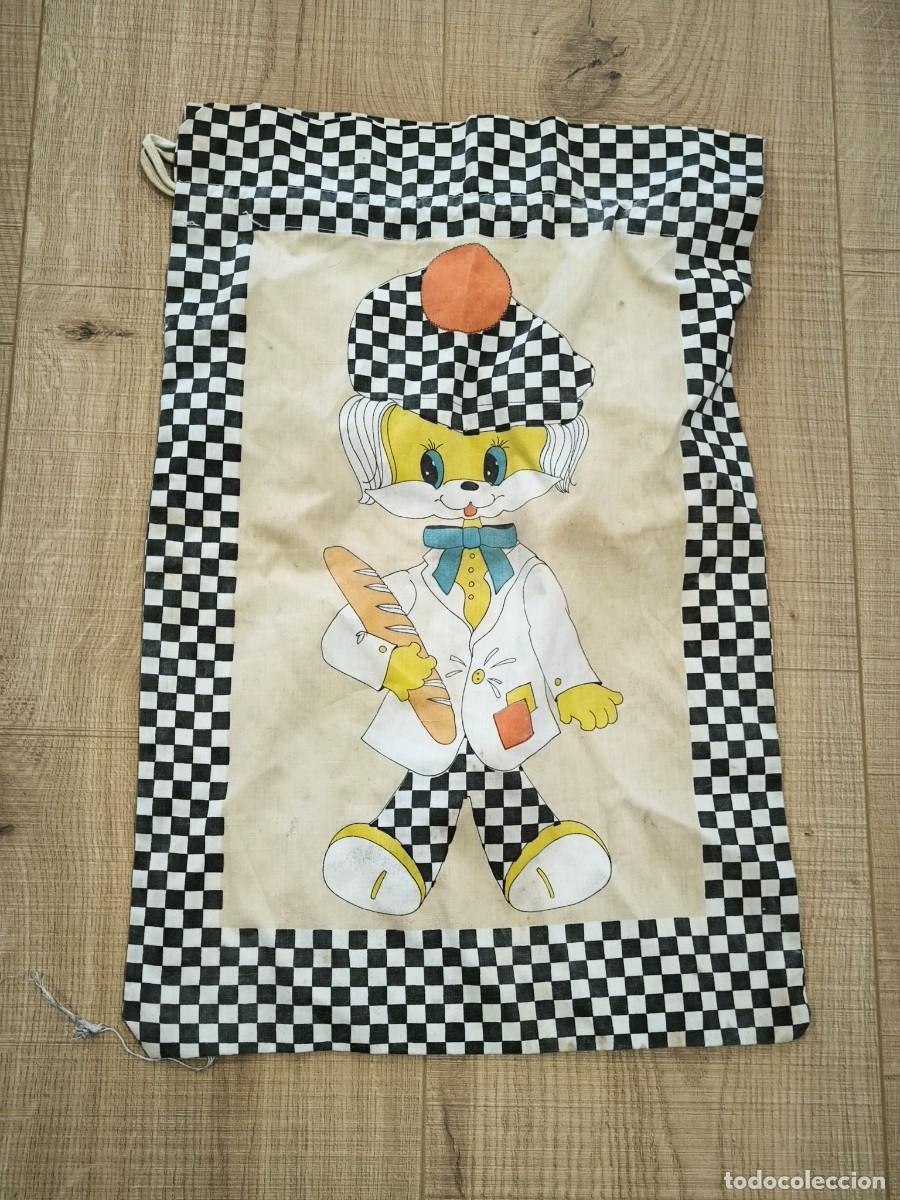 Vintage: Bolsa De Tela Vintage Para El Pan &ndash; Panadero Kawaii A Cuadros, Pieza Retro Con Much&iacute;simo Encanto