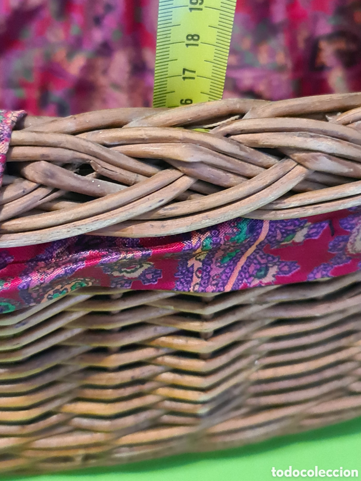 Vintage: Cesta de mimbre con forro de tela. - Foto 10