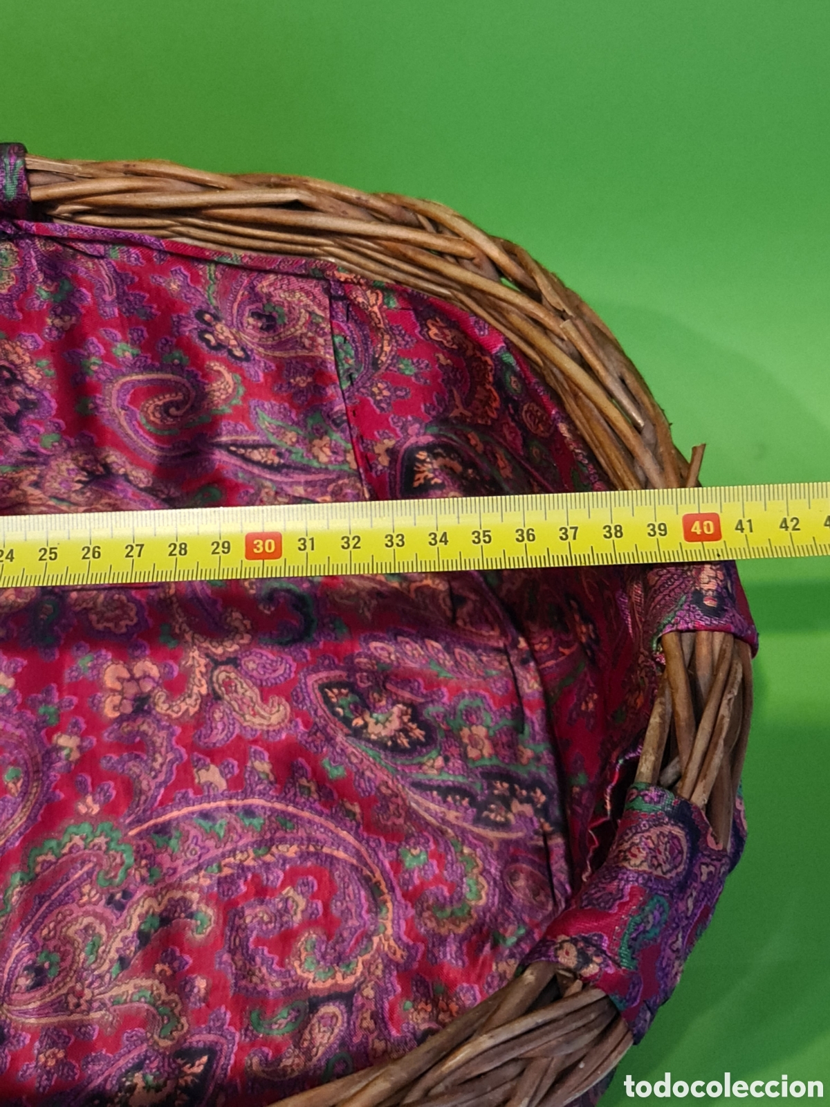 Vintage: Cesta de mimbre con forro de tela. - Foto 11