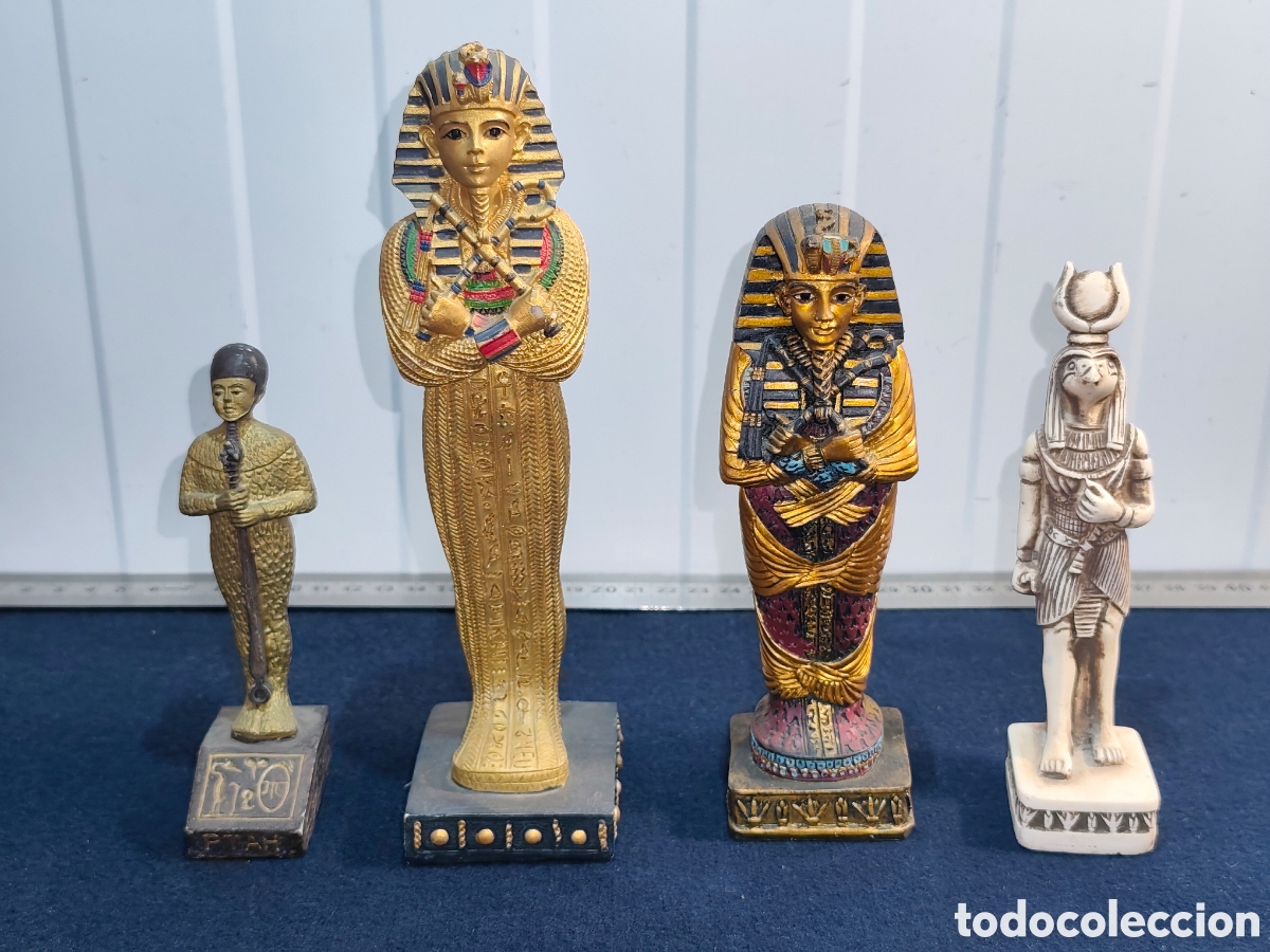 Vintage: Lote de 4 Figuras Decorativas de Egipto / Faraones y Dioses Egipcios