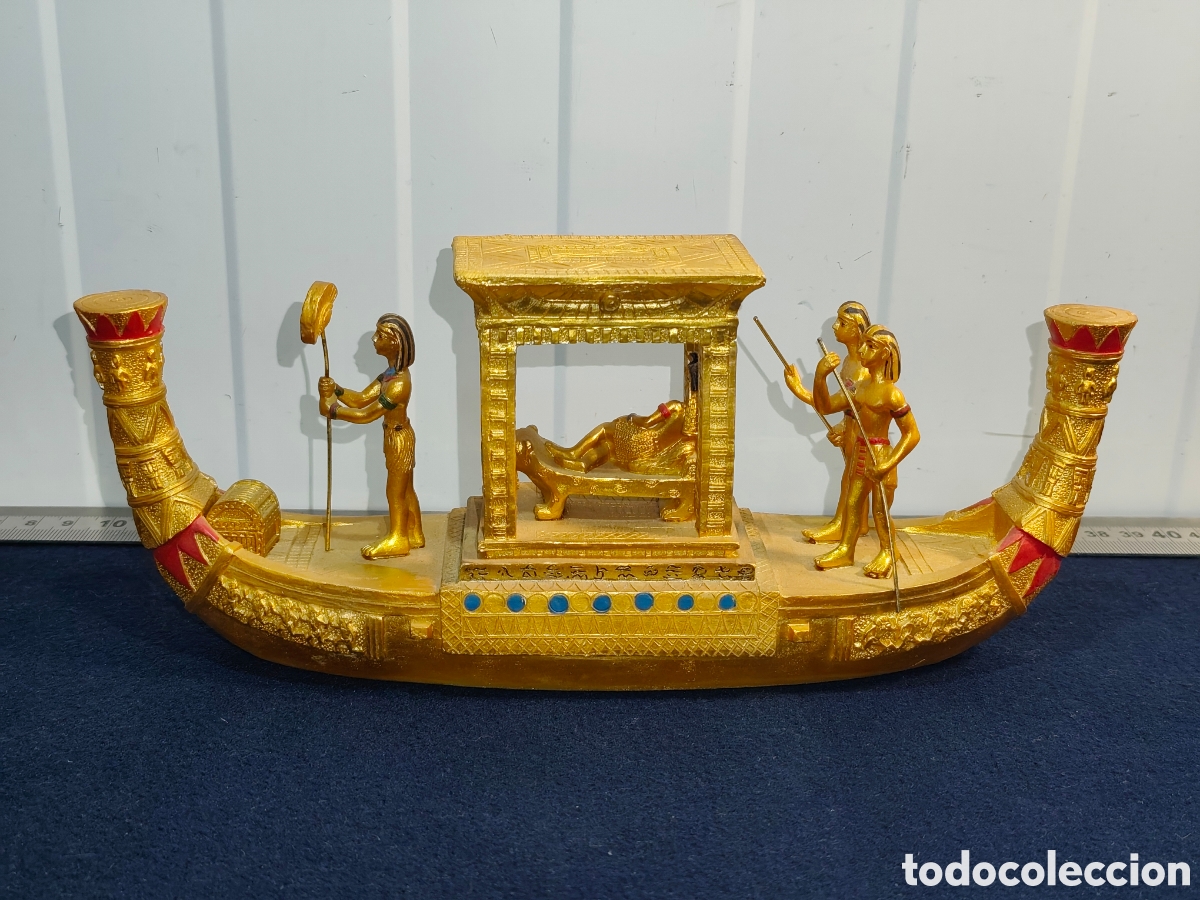 Vintage: Figura Decorativa Barco Solar Egipcio / Barca Funeraria de Tutankam&oacute;n
