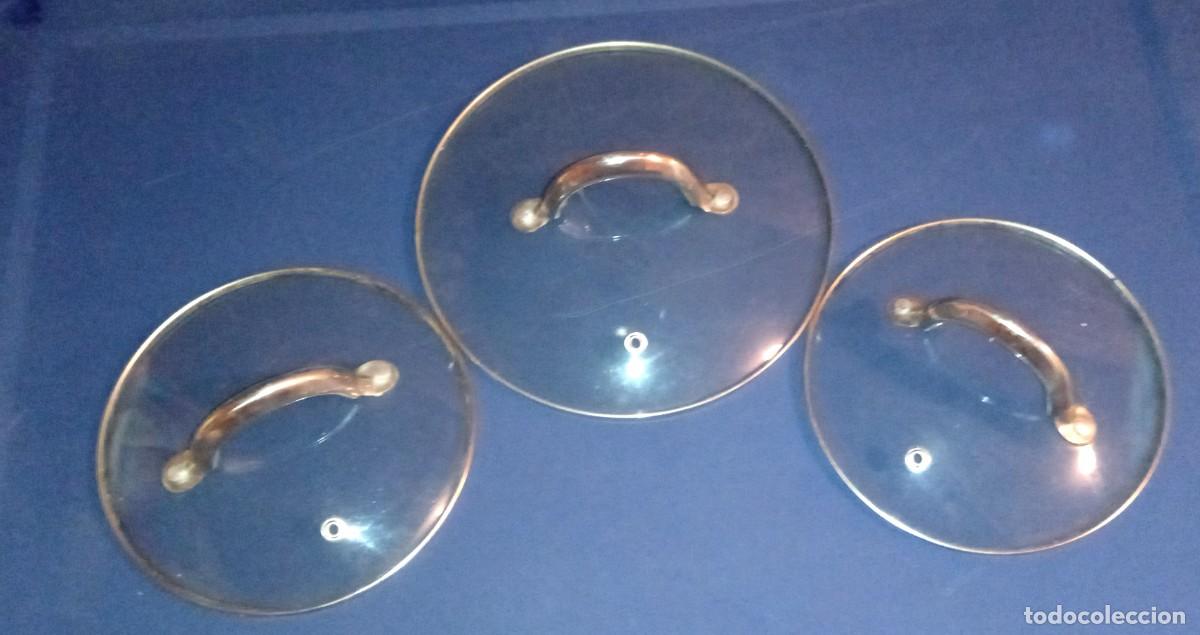 Vintage: 3 TAPAS DE CAZUELAS DE CRISTAL - Foto 1