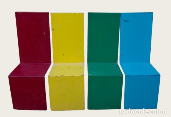 Vintage: 4 SILLAS ESCULTURAS MONDRIAN