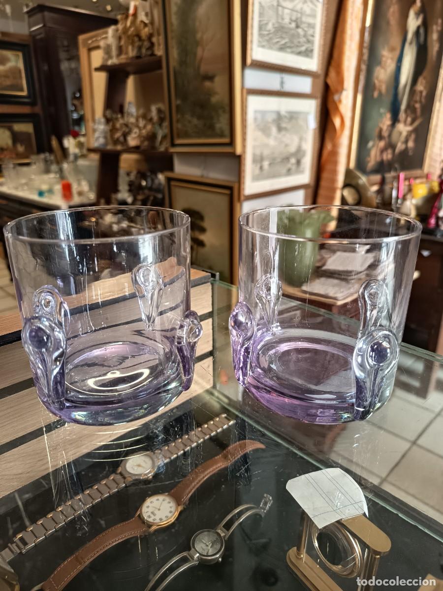 Vintage: Pareja de vasos bicolor vintage