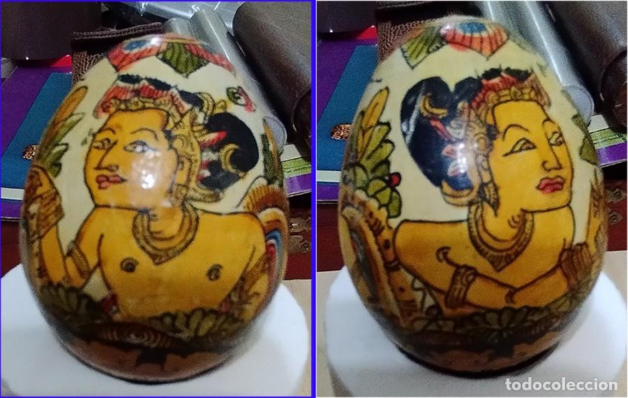 Vintage: CALABAZA PINTADA A MANO ESCENA NATIVAS BALI GARDEN HOTEL FLORIND MIDE 7/5 CM