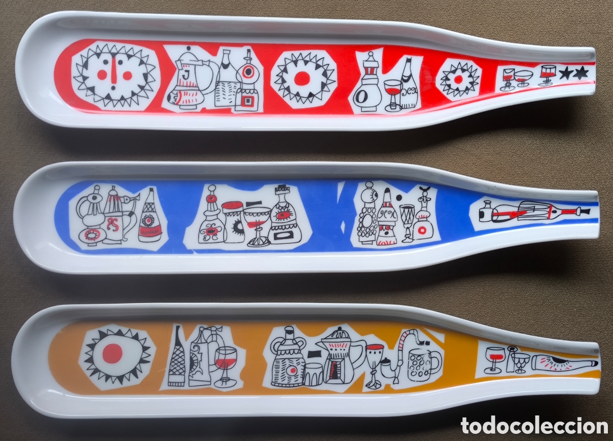 Vintage: ANDR&Eacute; RICARD DESIGN MID-CENTURY BANDEJA APERITIVO PORCELANA BIDASOA MOD. JEREZ C. 1965