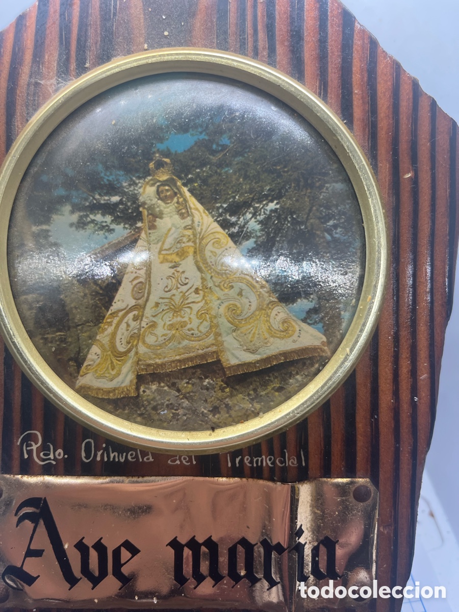 Vintage: TABLA CON LA VIRGEN &ldquo; AVE MAR&Iacute;A &ldquo; colgar - Foto 2