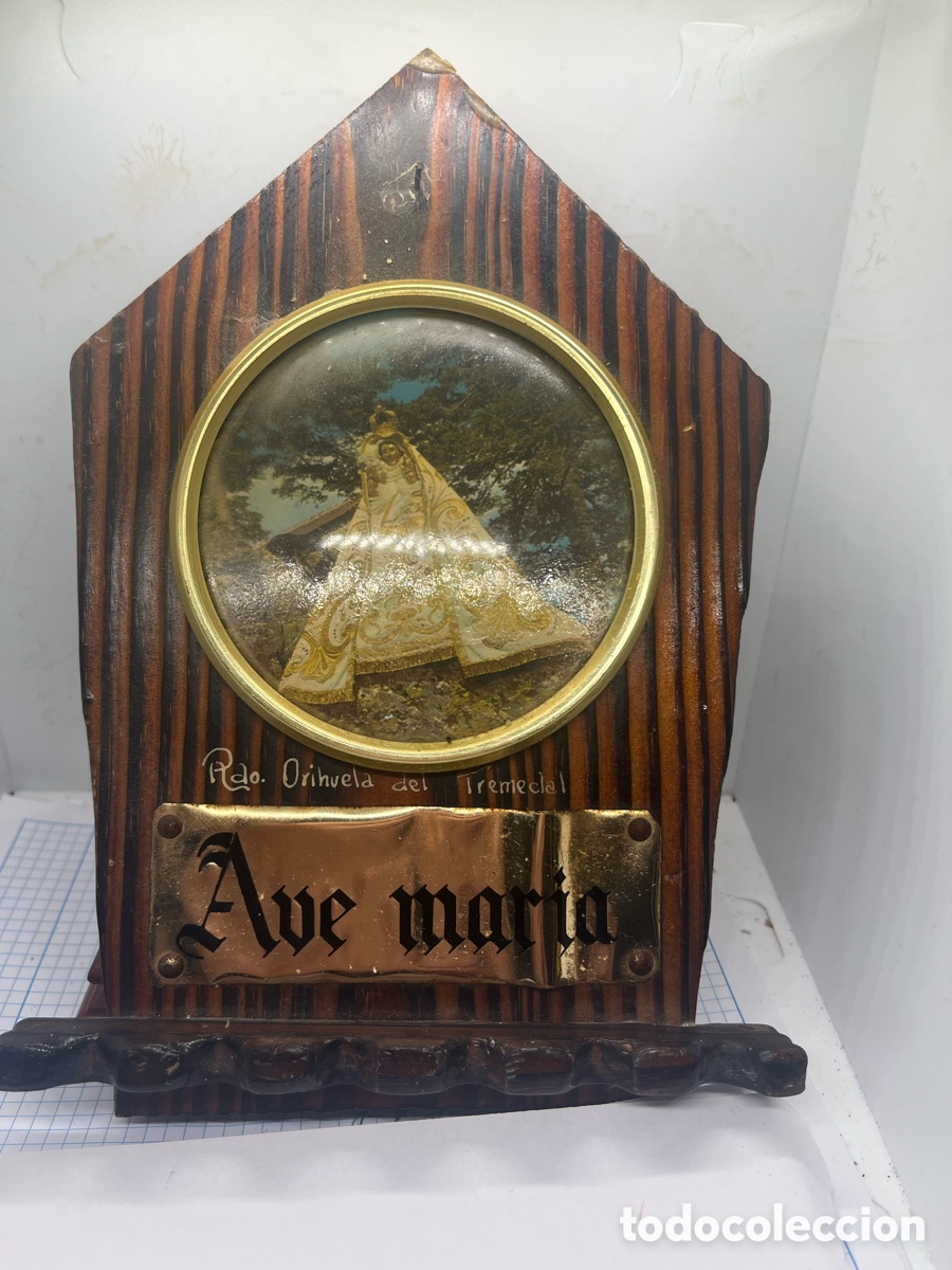 Vintage: TABLA CON LA VIRGEN &ldquo; AVE MAR&Iacute;A &ldquo; colgar