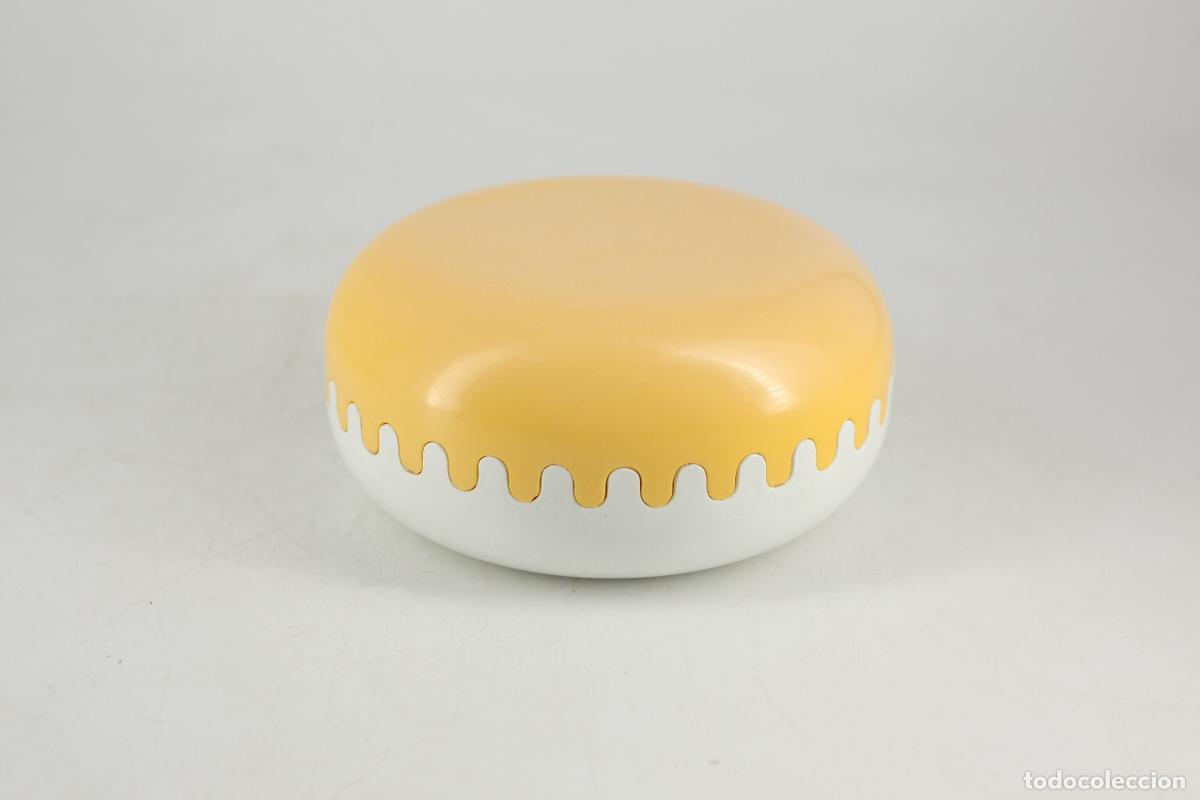 Vintage: cenicero clam ashtray melamina asimetrico space age a&ntilde;os 70 amarillo blanco
