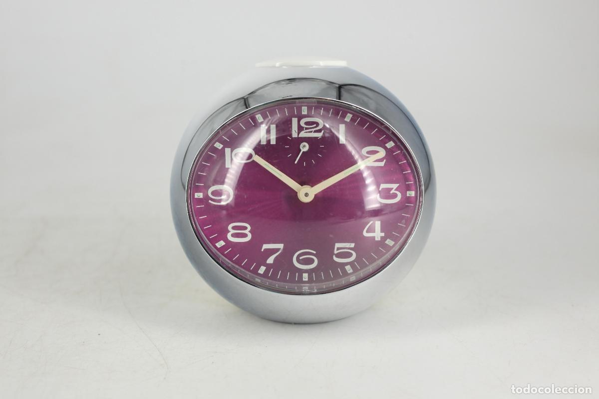 Vintage: reloj sobremesa vintage space age cormado rosa west germany a&ntilde;os 70