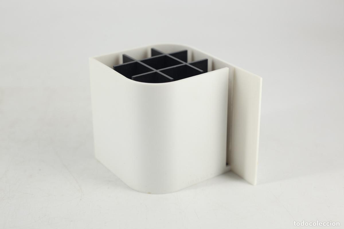 Vintage: organizador escritorio vintage lapicero plastico blanco negro Italia a&ntilde;os 70