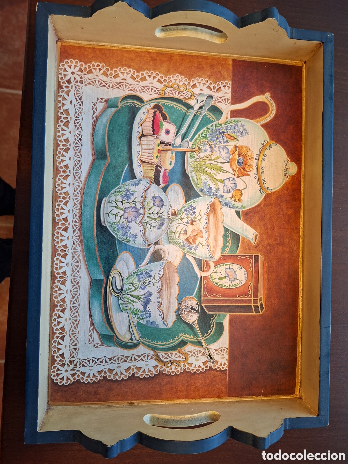 Vintage: BANDEJA de MADERA, DECORADA - Foto 2