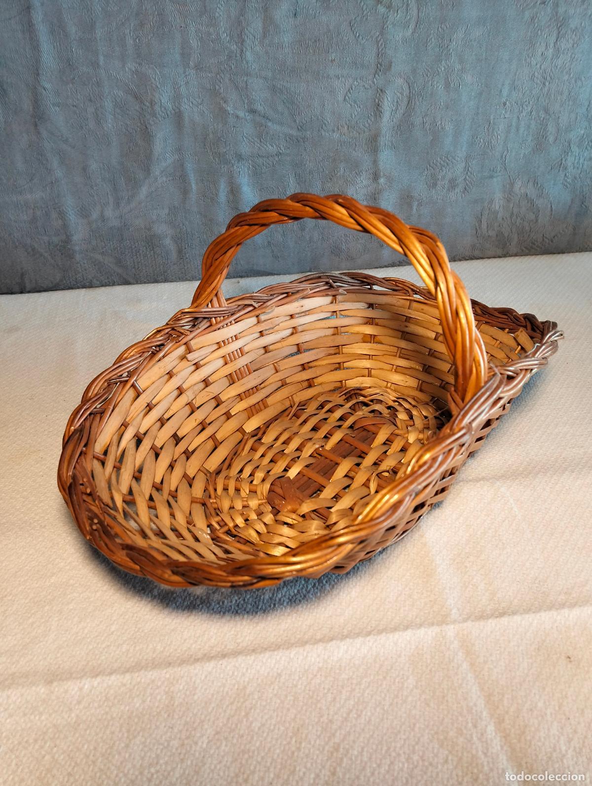 Vintage: Cesta cesto decorativo antiguo de mimbre cestito vintage cestita a&ntilde;os 50-60
