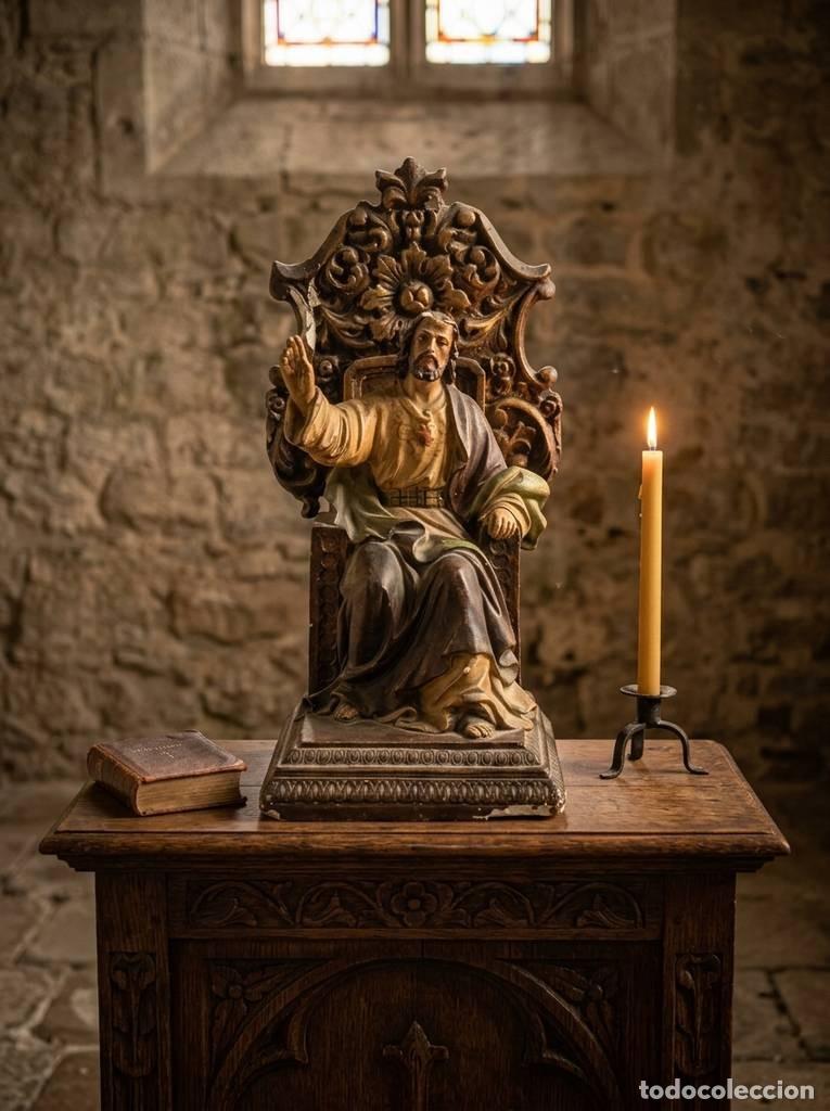 Vintage: TRONO SAGRADO CORAZ&Oacute;N JES&Uacute;S - Foto 1