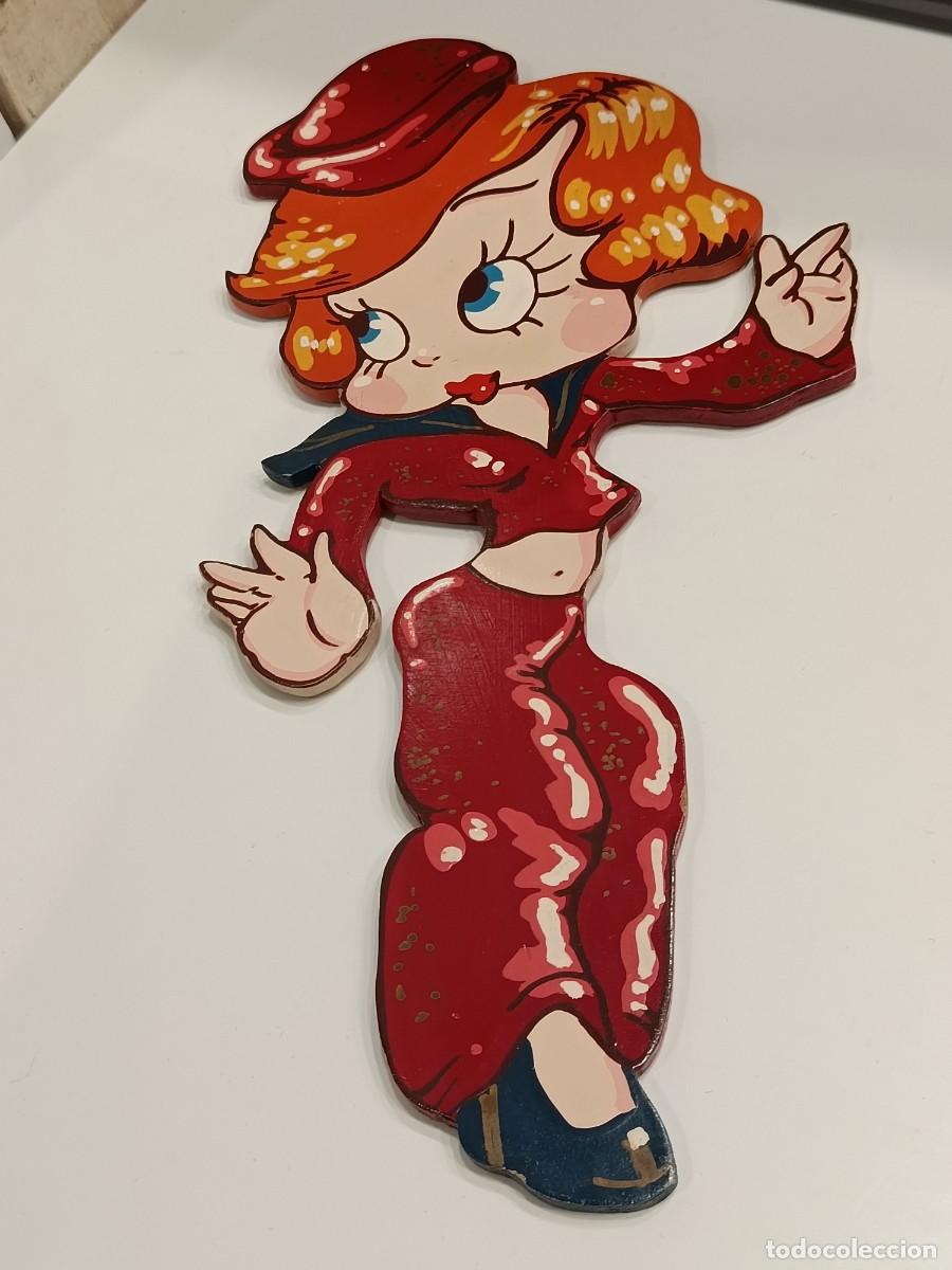 Vintage: SILUETA DE MADERA BETTY BOOP - VINTAGE A&Ntilde;OS 80 - MUY BUEN ESTADO