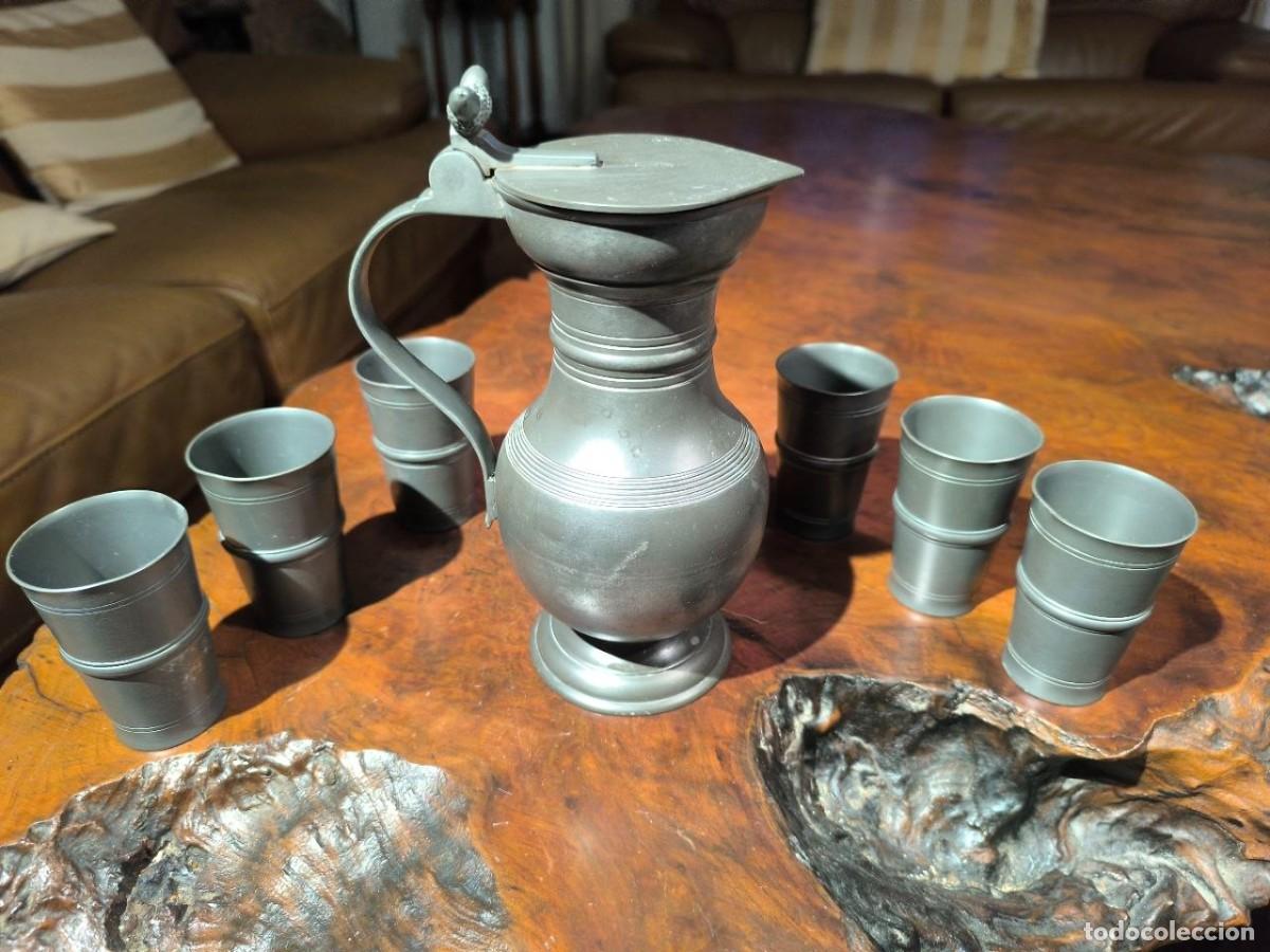 Vintage: Jarra y vasos de zinc vintage - SIGG ZINN FRAUENFELD ETAIN - SUIZA