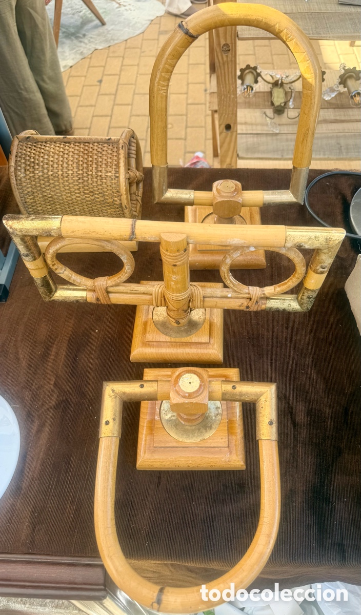 Vintage: Accesorios ba&ntilde;o, conjunto. Bambu