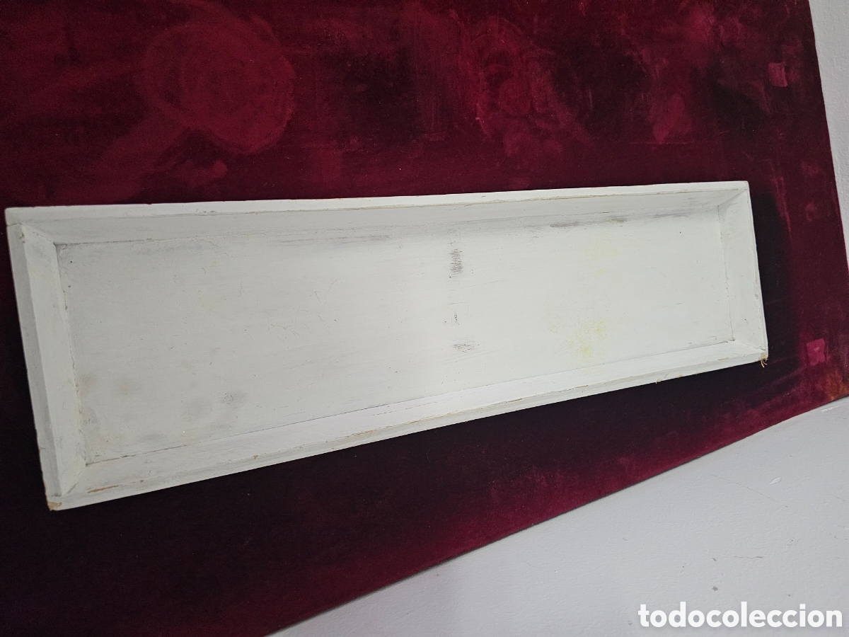 Vintage: ​Bandeja / Estante vaciabolsillos decorativo de madera blanca estilo r&uacute;stico / decapado (58 cm)