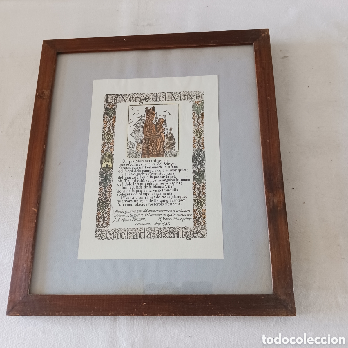 Vintage: Cuadro de la Virgen del Vinyet de Sitges - Foto 1