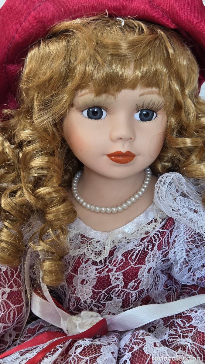 Vintage: mu&ntilde;eca de porcelana para cojin - Foto 3