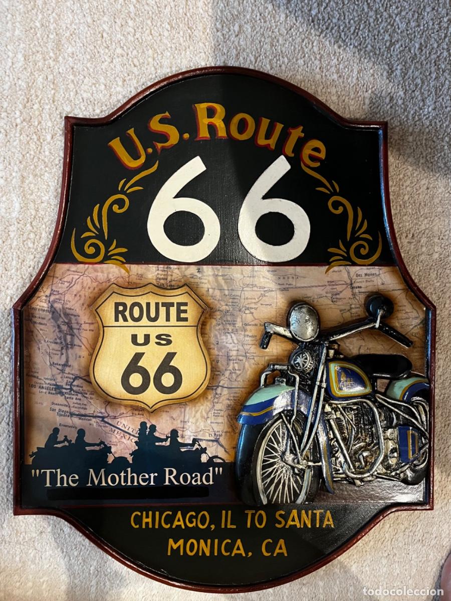 Vintage: Cuadro ruta 66 en madera