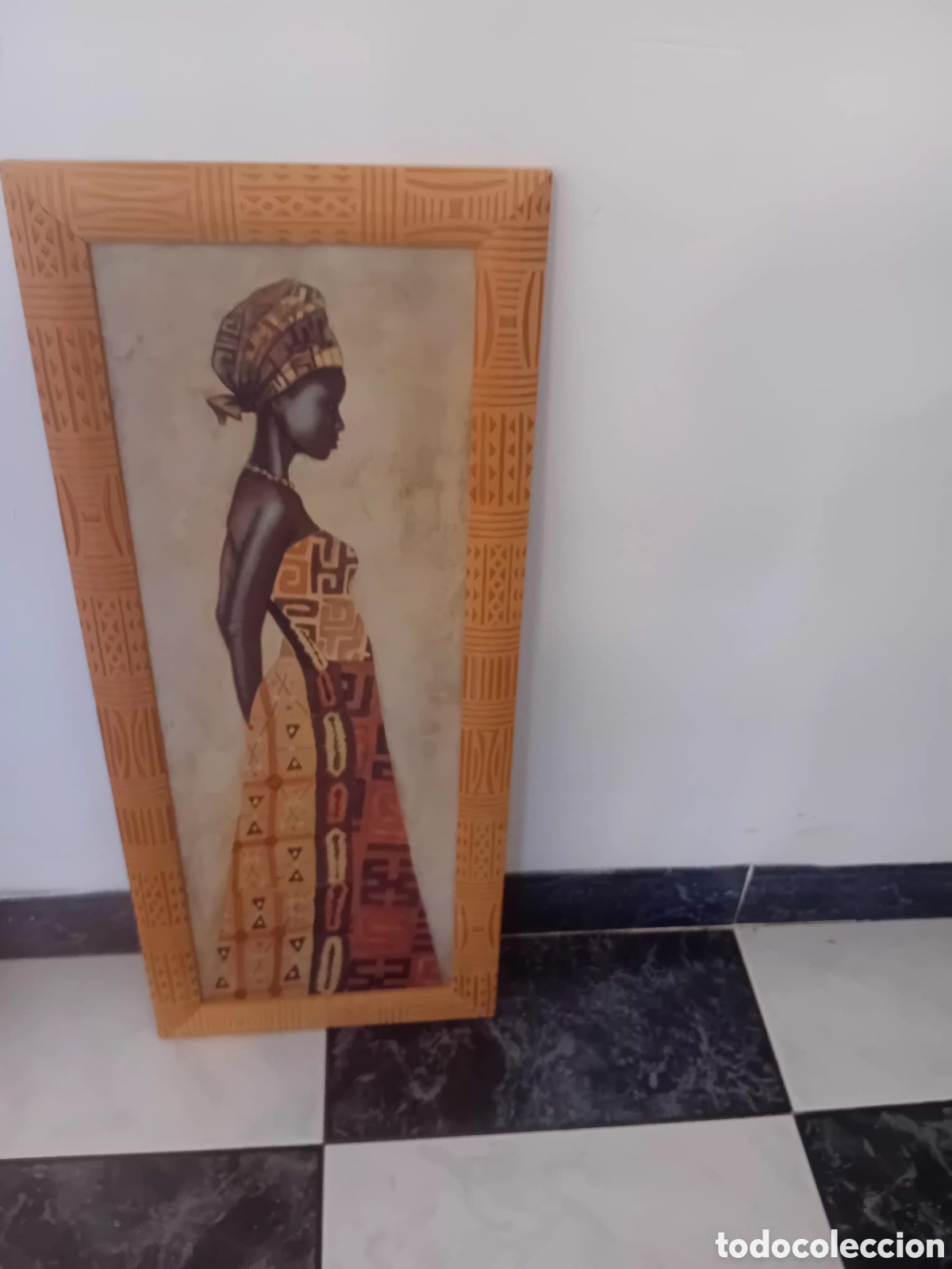 Vintage: ️ Gran cuadro &eacute;tnico / africano con marco decorado ️