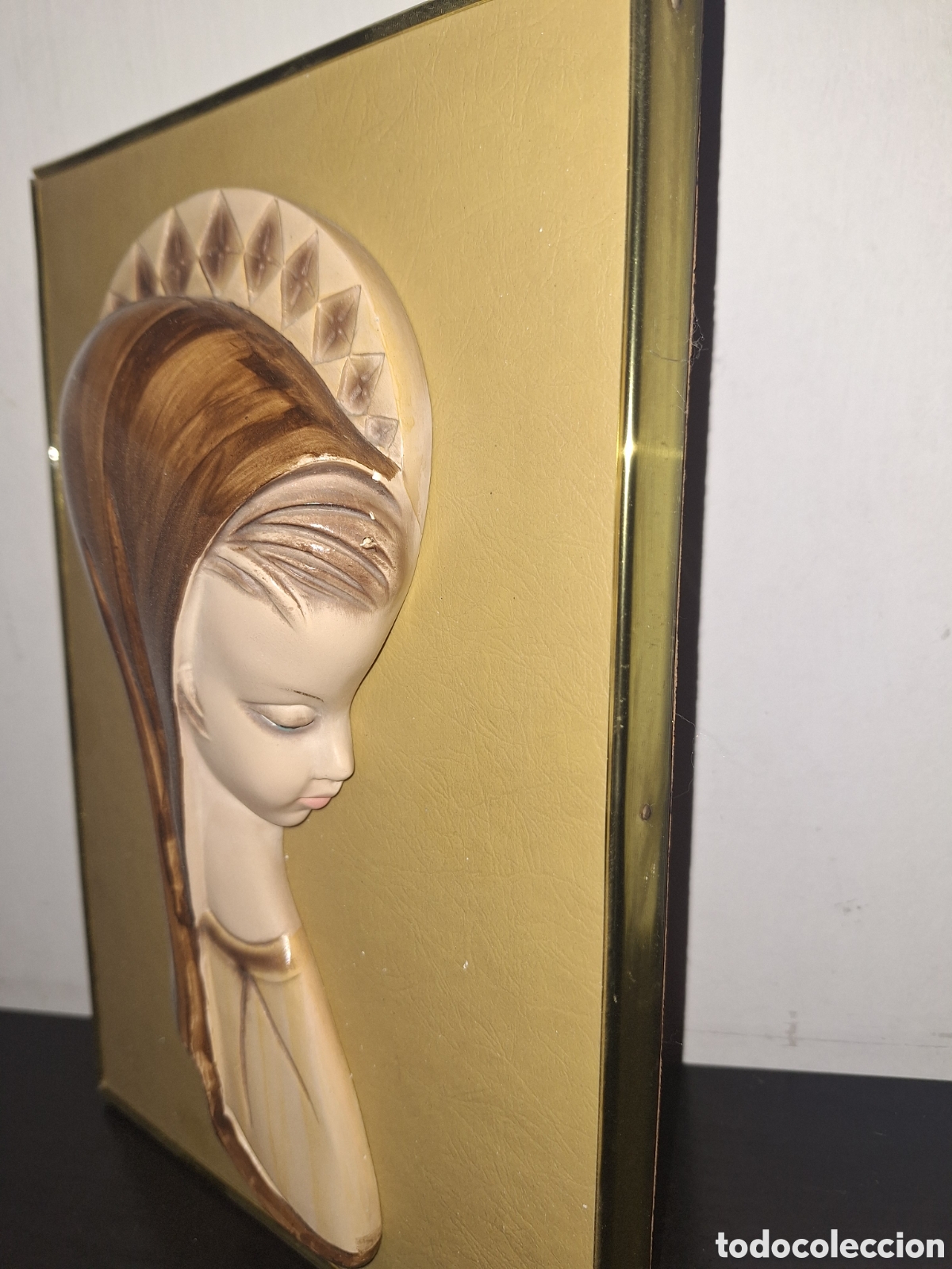 Vintage: Cuadro en relieve religioso Virgen Mar&iacute;a - Foto 2
