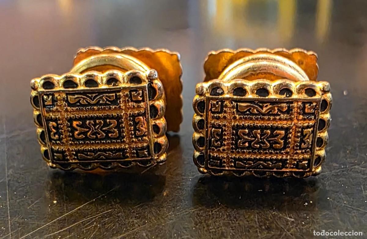 Vintage: Gemelos vintage dorados ornamentales geom&eacute;tricos &ndash; 1,5 cm &ndash; estilo a&ntilde;os 50