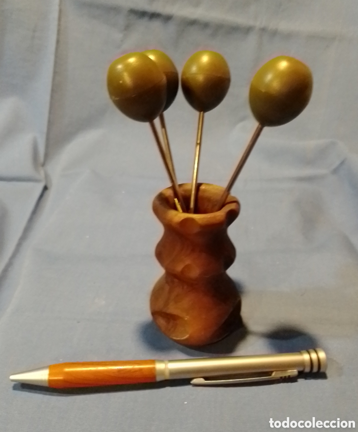 Vintage: Servicio de pinchos o palillero de madera