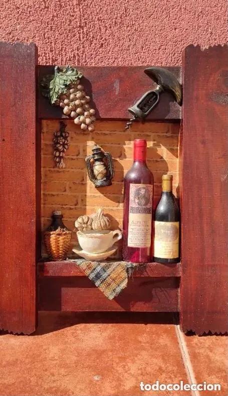 Vintage: CUADRO DIORAMA R&Uacute;STICO DE UN RIC&Oacute;N DE UNA BODEGA