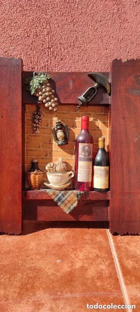 Vintage: CUADRO DIORAMA R&Uacute;STICO DE UN RIC&Oacute;N DE UNA BODEGA - Foto 6