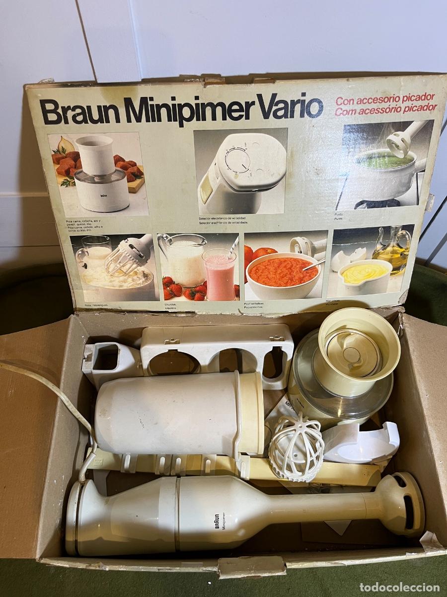 Vintage: Batidora Braun Minipimer Vario Type 4166 &ndash; Con Picador, Accesorios, Manual y Caja Original &ndash; Made in