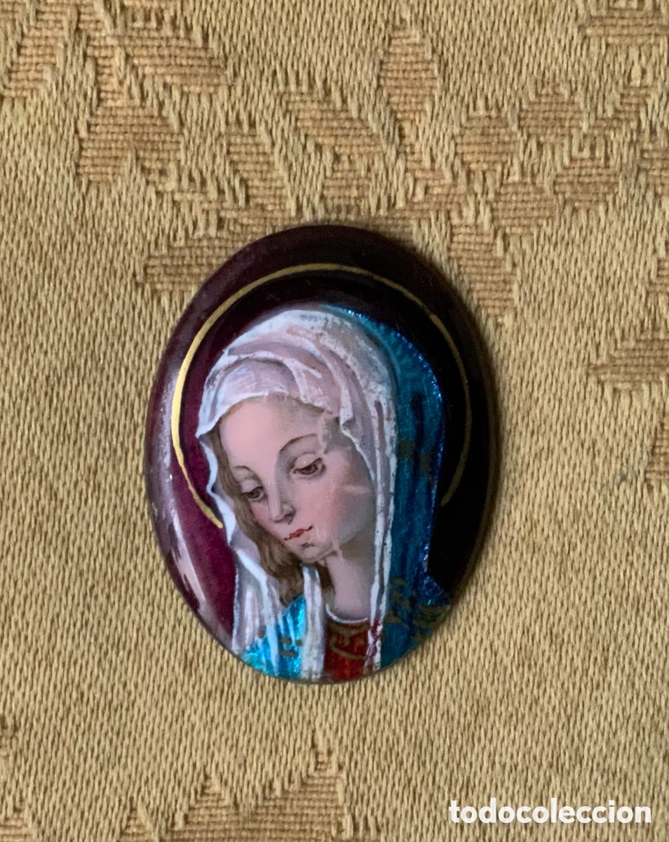 Vintage: ANTIGUO ESMALTE AL FUEGO VIRGEN MINIATURA