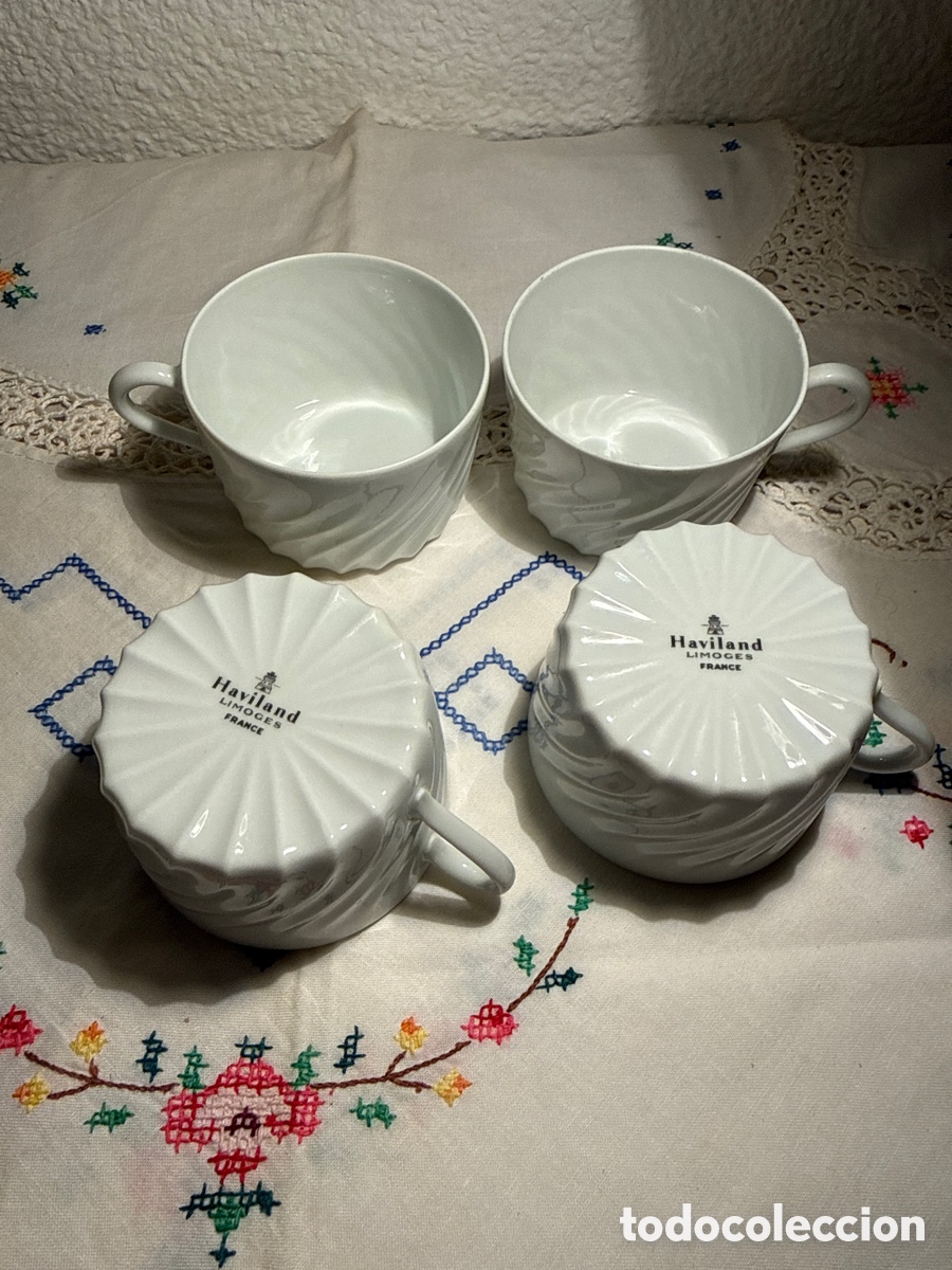 Vintage: 4 Tazas de porcelana blanca de Limoges.