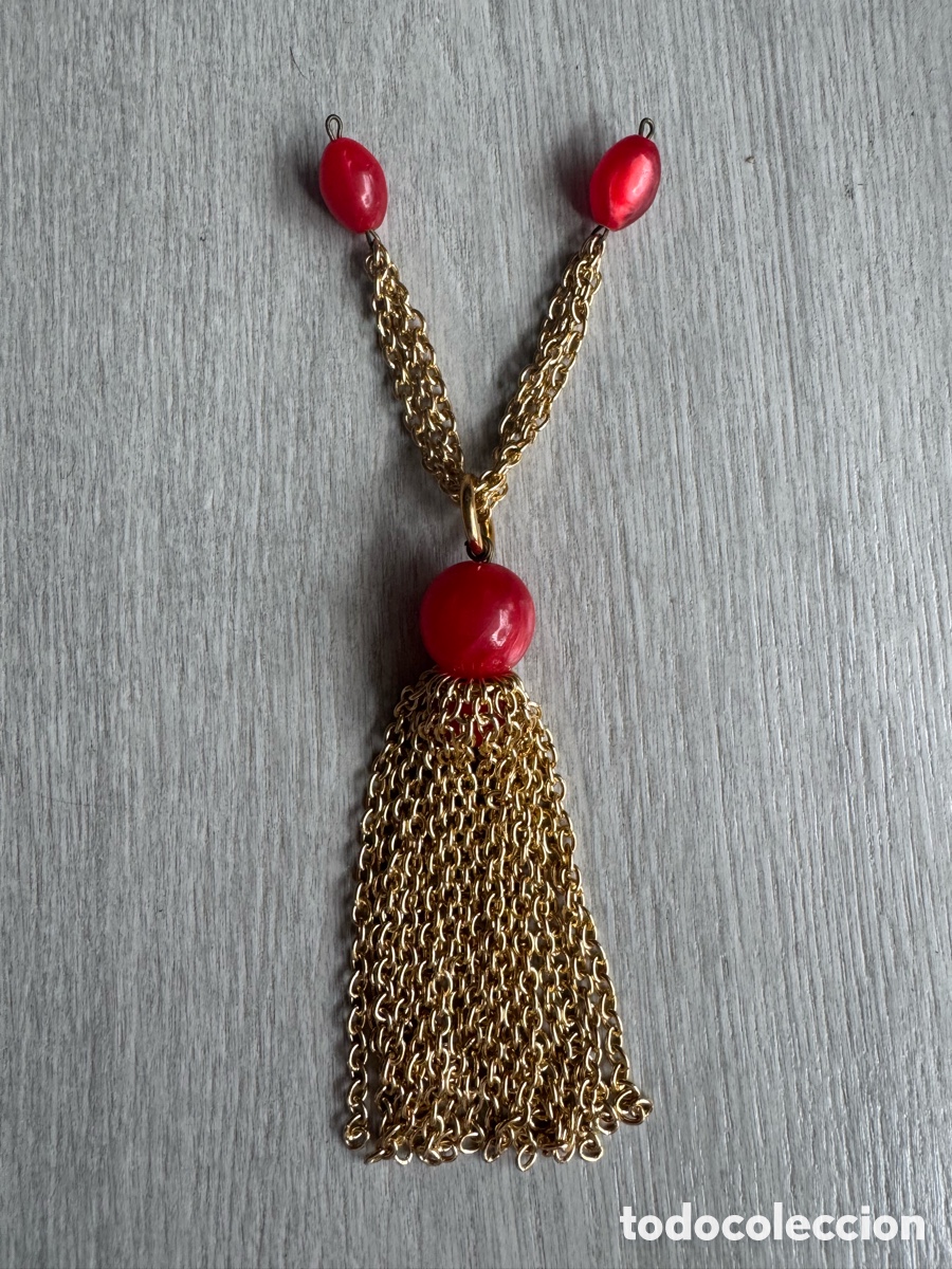 Vintage: Colgante central de un collar largo tipo borla / tassel de los a&ntilde;os 70.