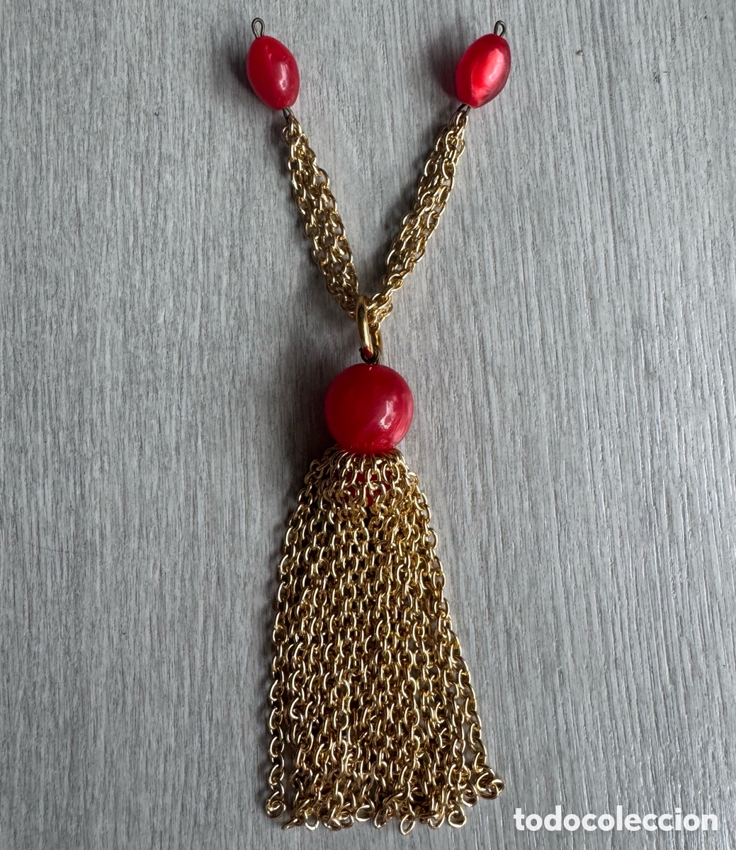 Vintage: Colgante central de un collar largo tipo borla / tassel de los a&ntilde;os 70.