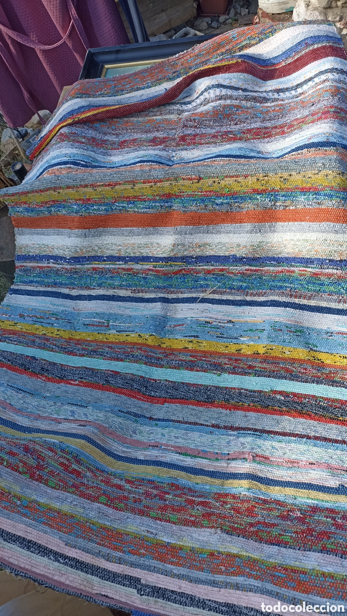 Vintage: Antigua Alfombra Jarapa Multicolor Vintage &ndash; Producto Nacional (2m x 1m)
