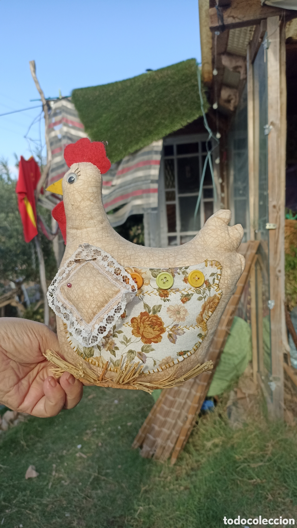 Vintage: Alfiletero / Guardagujas Artesanal Gallina - Decoraci&oacute;n Costura Vintage
