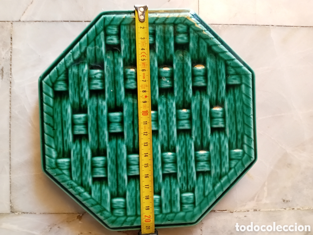 Vintage: SALVAMANTELES OCTOGONAL CERAMICA - Foto 2