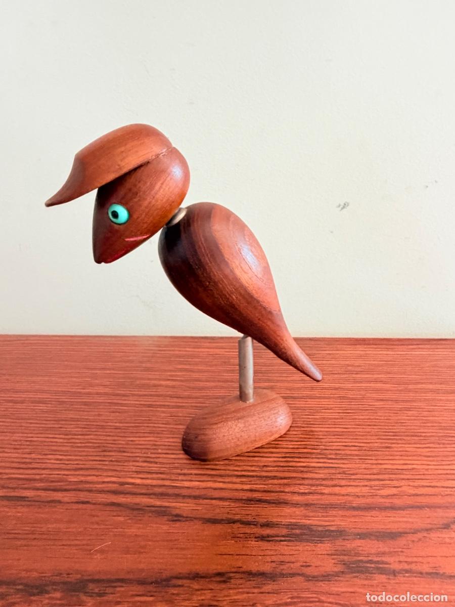 Vintage: P&aacute;jaro sacacorchos/abridor en madera de teca dise&ntilde;ado por Arne Basse