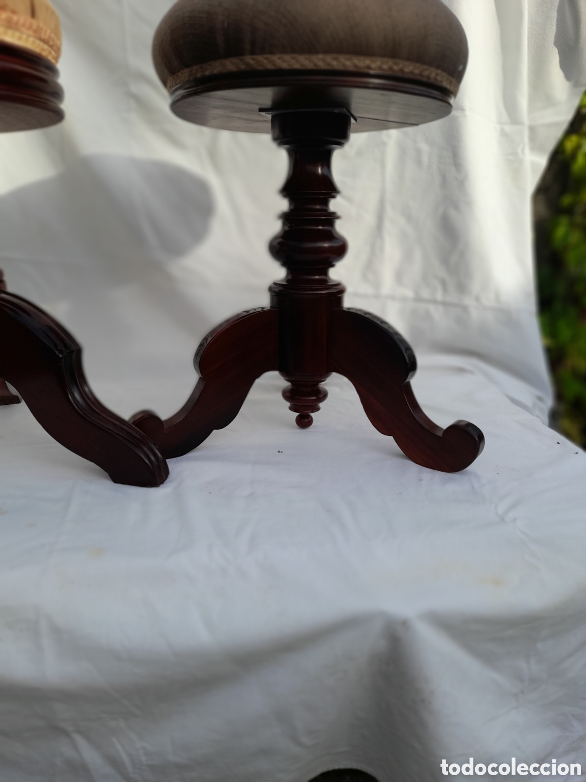 Vintage: ... taburete de piano ,madera de caoba ,&eacute;poca Isabel - Foto 3