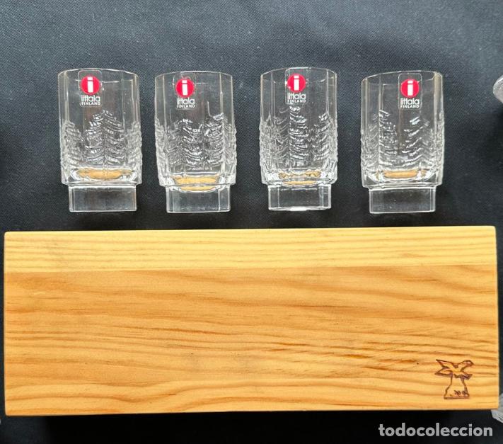 Vintage: Vasos Chupito IIttala Kuusi (6)/ Jorma Vennola/ Finlandia/ A&ntilde;os 80s/ Caja Original.