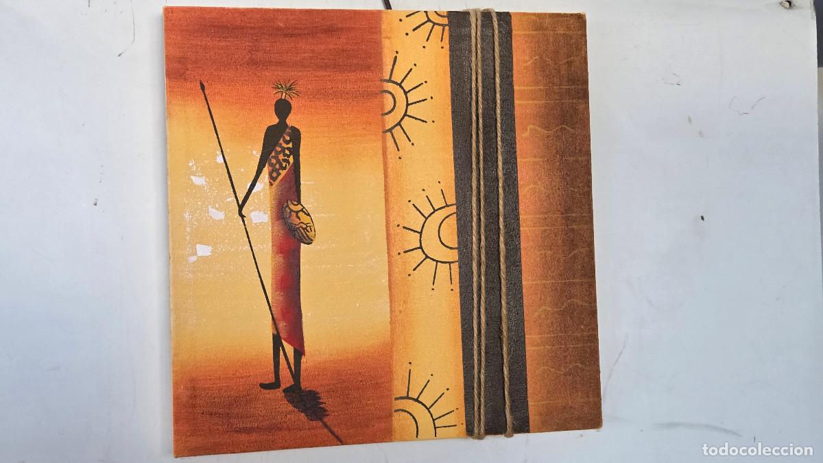 Vintage: cuadro pintura arte africano - Foto 1