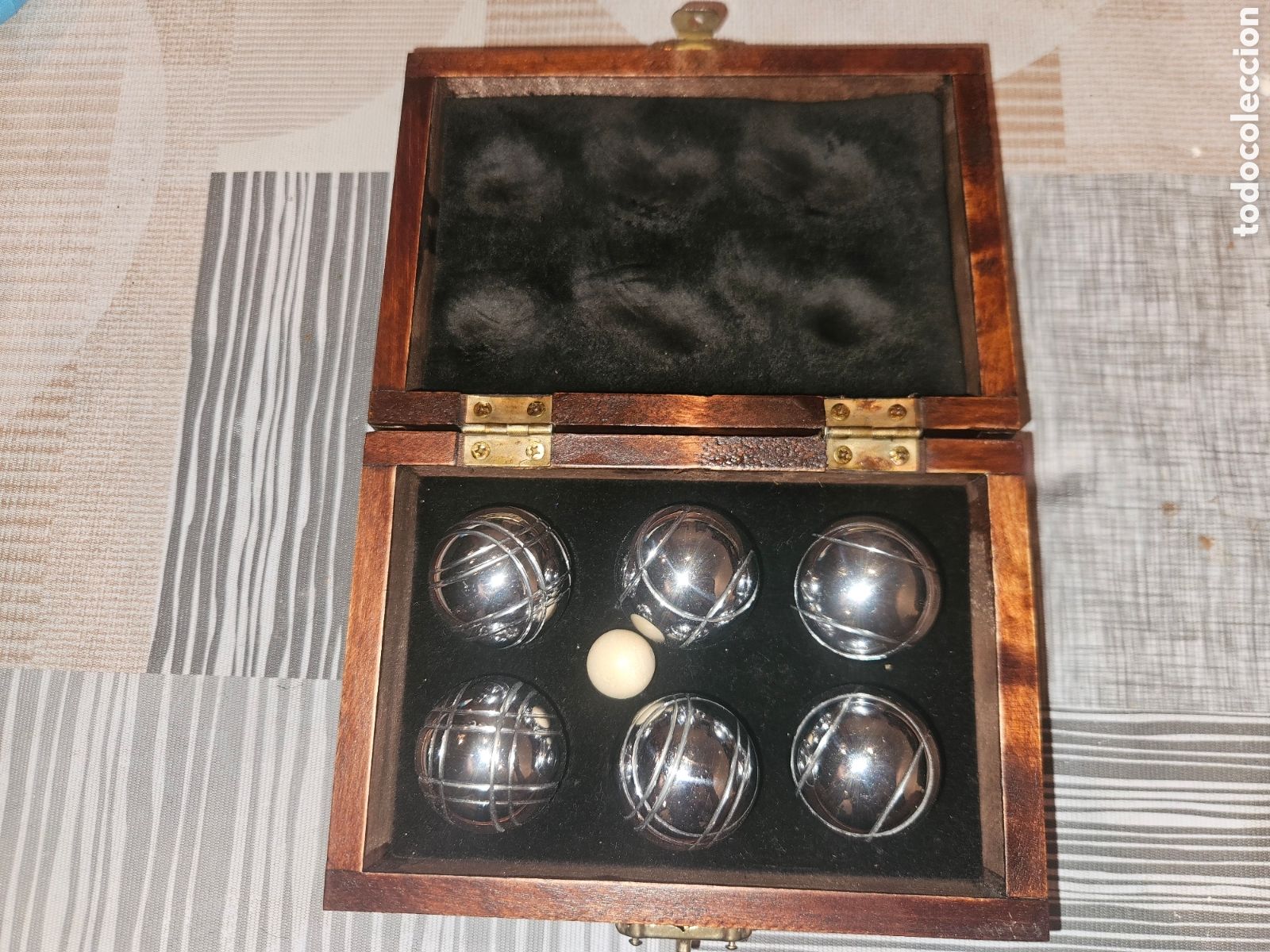 Vintage: Antiguo Juego de Mini Petanca MONTECRISTO - Caja de Madera Publicitaria Puros